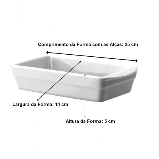 Forma 25cm 900ML Refratário Retangular Com Alça Porcelana Schmidt